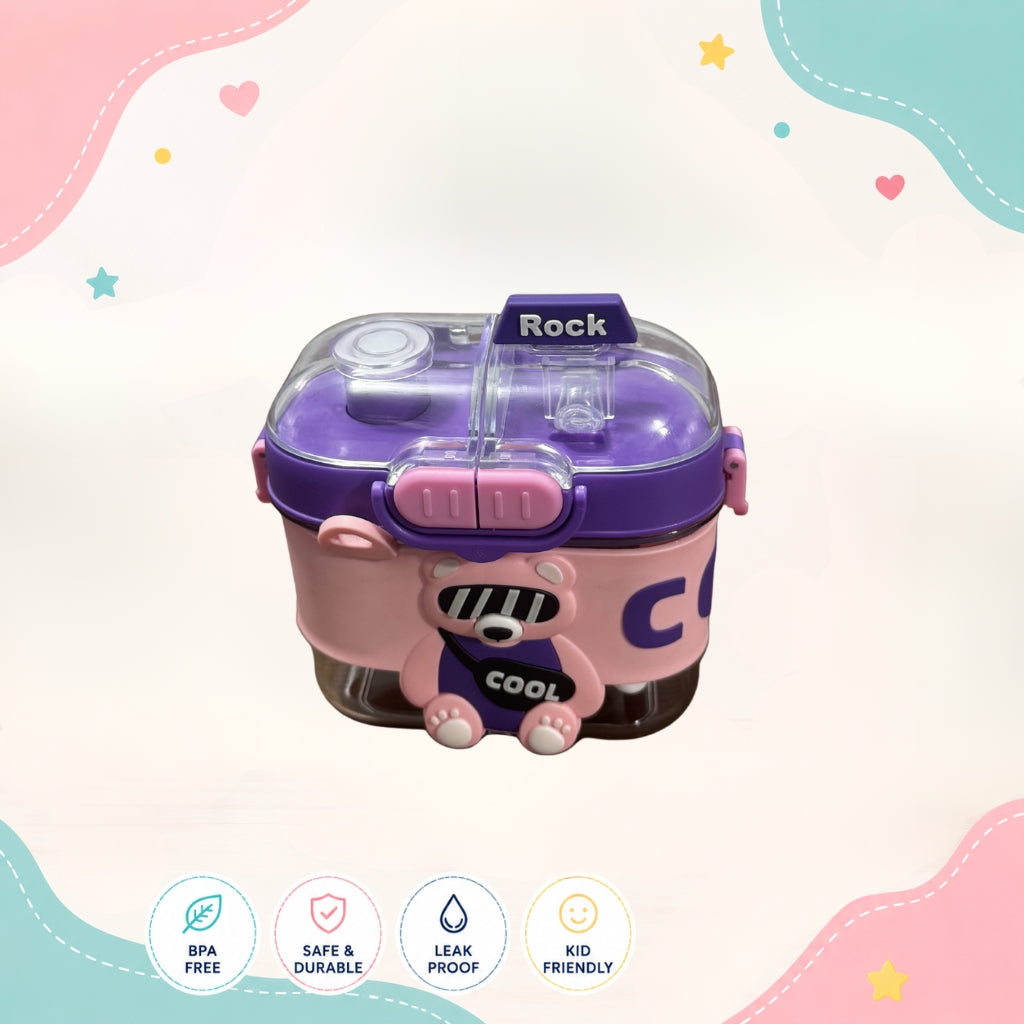 Front view of Cool Bear Dual Opening Kids Water Bottle by LunchNSip