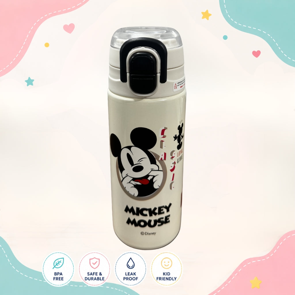 Front view of Mickey Mouse Insulated Stainless Steel Kids Water Bottle by LunchNSip