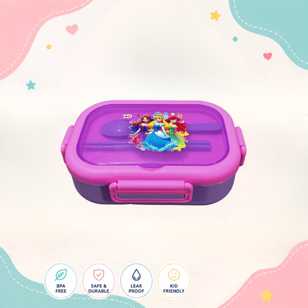Front view of Princess Girls BPA-free lunch box by LunchNSip