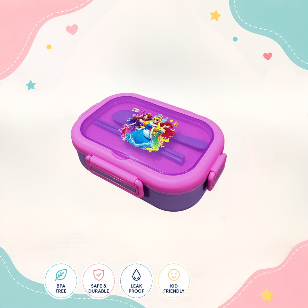 Left side angle of cute Princess Girls lunch box by LunchNSip