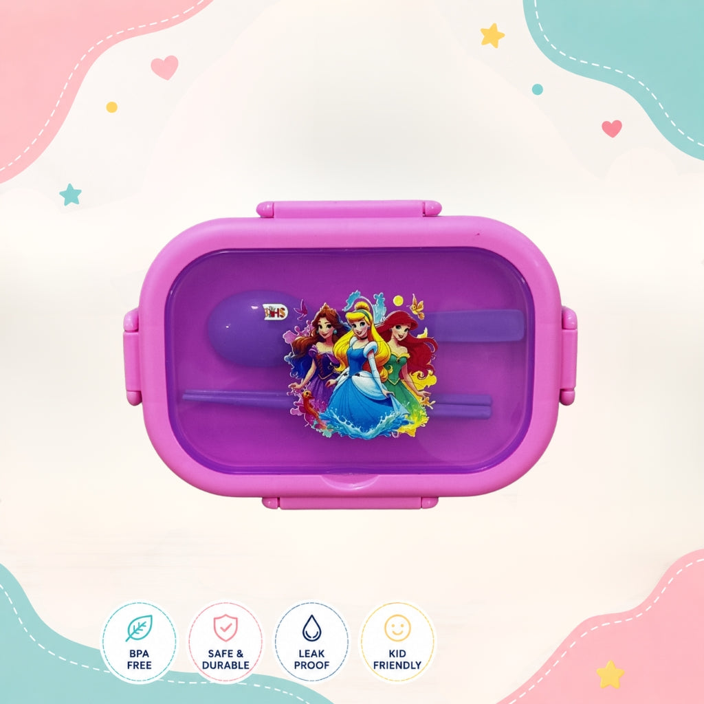 Top view of Princess Girls leak-proof lunch box for school kids