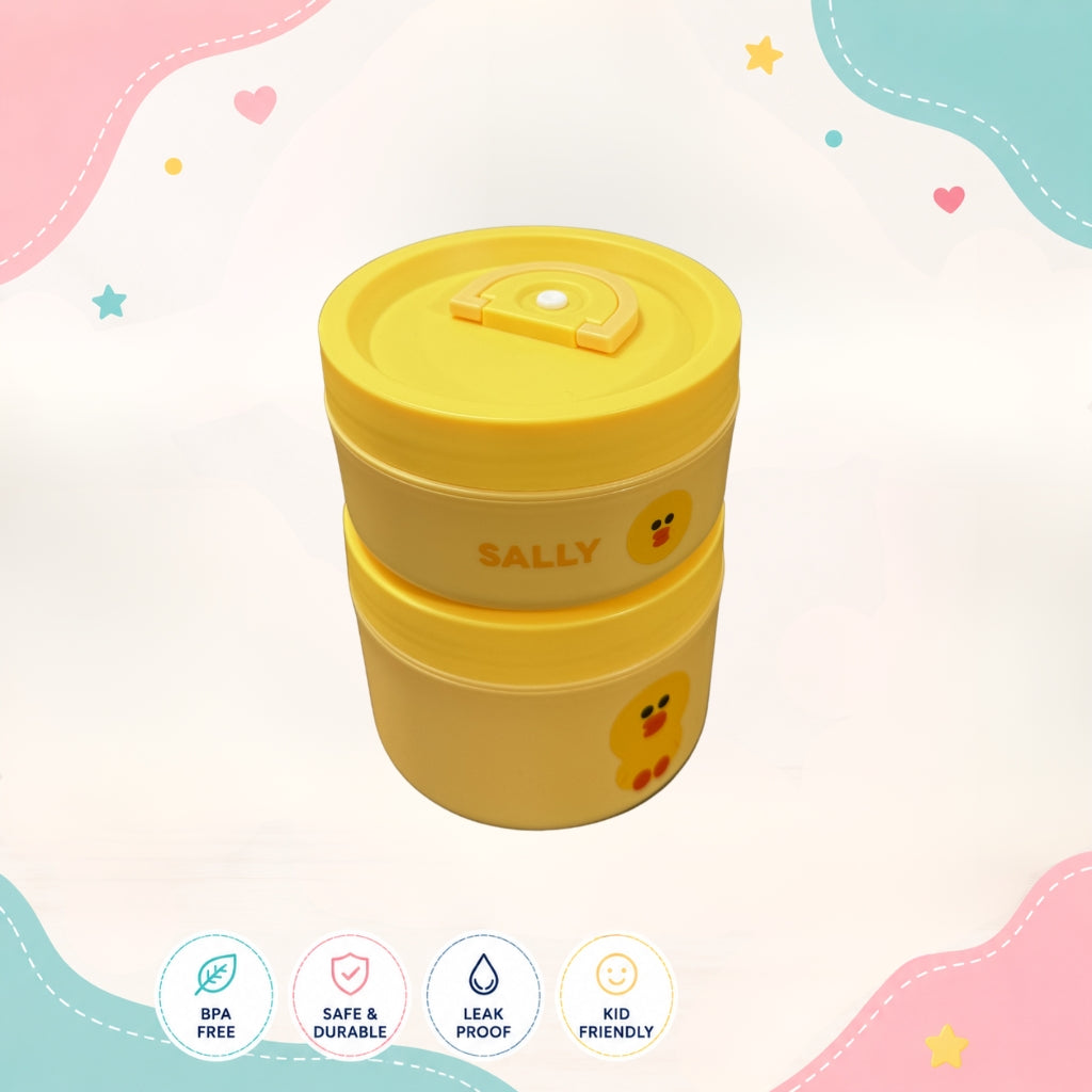 Right side angle of Sally Cute Double Decker Steel Insulated Lunch Box by LunchNSip