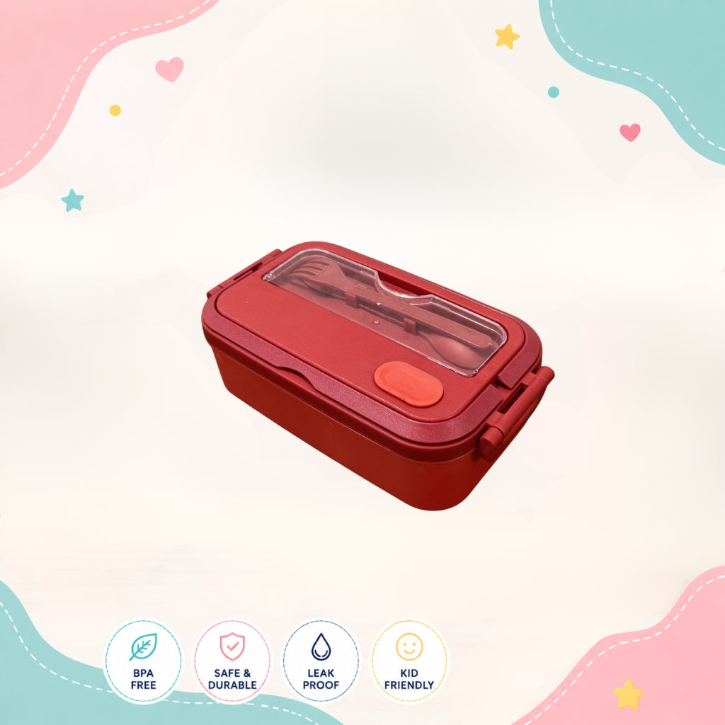 Tavro kids lunch box left side angle view dual compartment 75 25 BPA free food grade plastic lunch box for school children