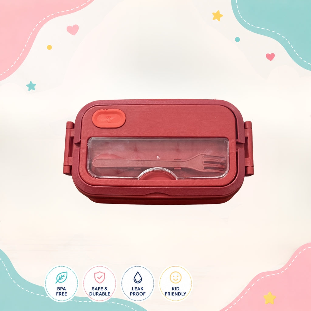 Tavro dual compartment lunch box top view showing 75 percent large and 25 percent small food grade plastic school lunch box for kids