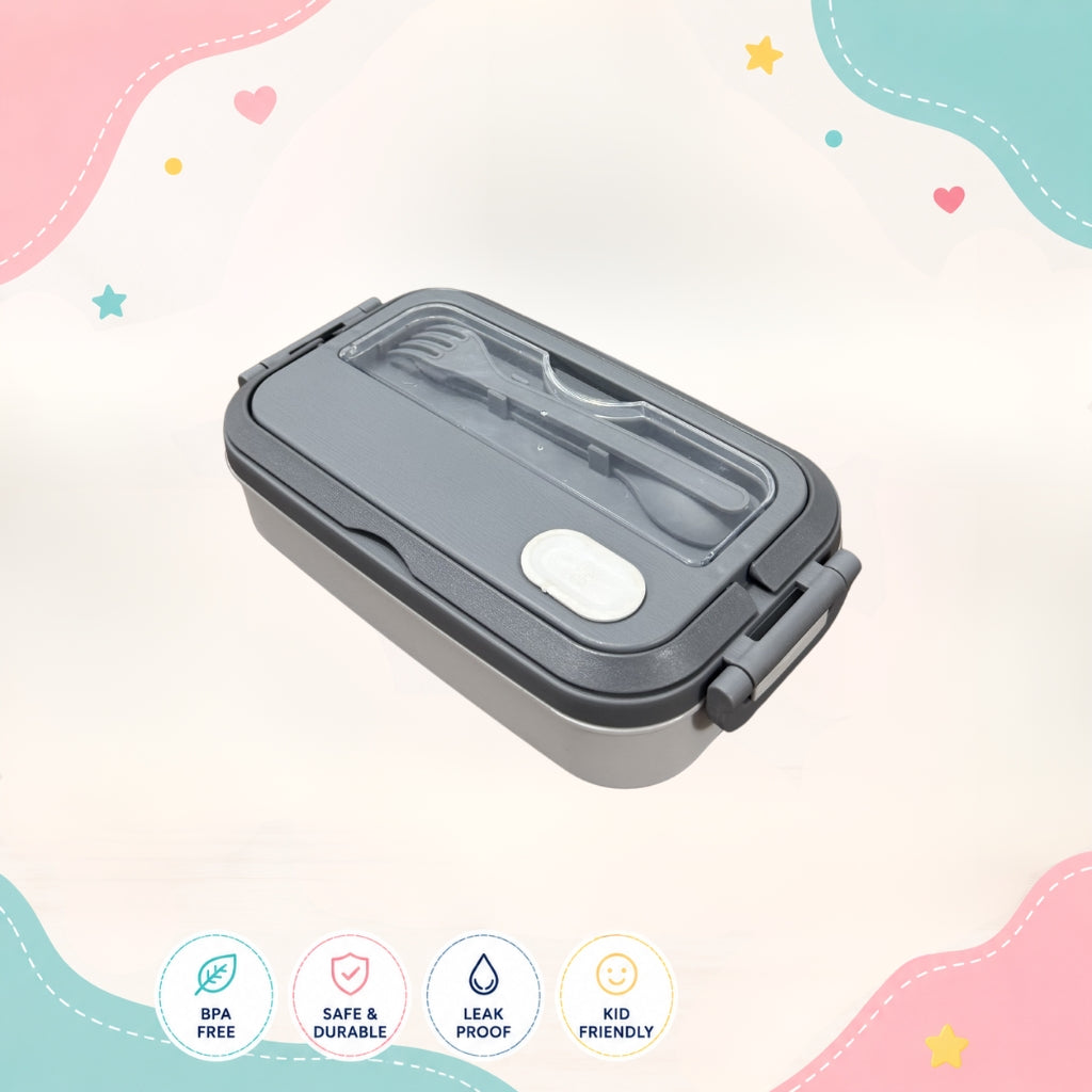 Tavro kids premium lunch box left side angle view single compartment BPA free food grade plastic lunch box for kids school use