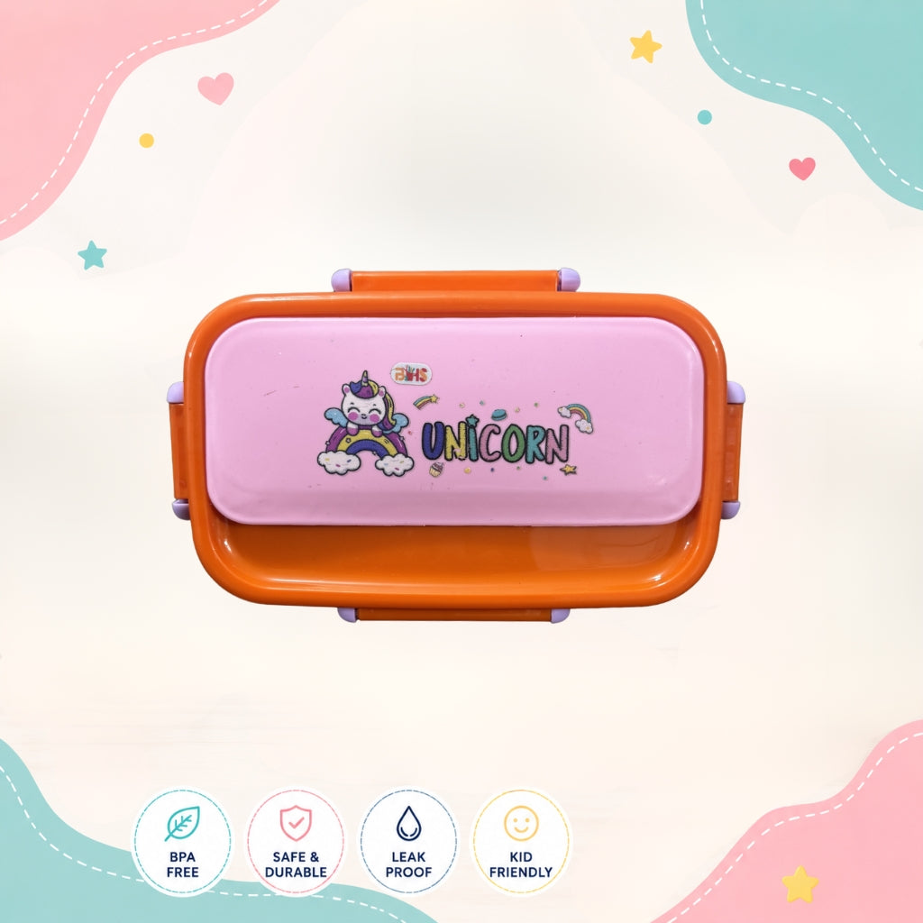 Top view of BPA-free Unicorn Kids Lunch Box for school use
